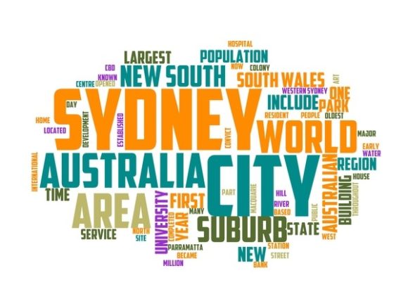 Sidney Typography Tshirt: A Hand-Drawn Word Cloud Design for Creative Projects